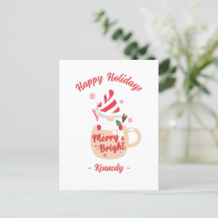 Glad helg - Rosa Mugg Hett Cocoa Merry & Bright Vykort