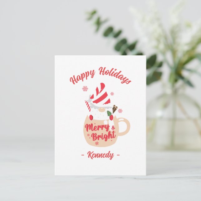 Glad helg - Rosa Mugg Hett Cocoa Merry & Bright Vykort (Stående Fram)