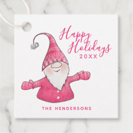 Glad helg Rosa och White Cute Gnome-jul Gåvor Etiketter