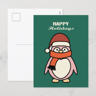 glad helg rosa penguin vykort