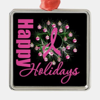 Glad helg Rosa Ribbon - Bröstcancer Julgransprydnad Metall