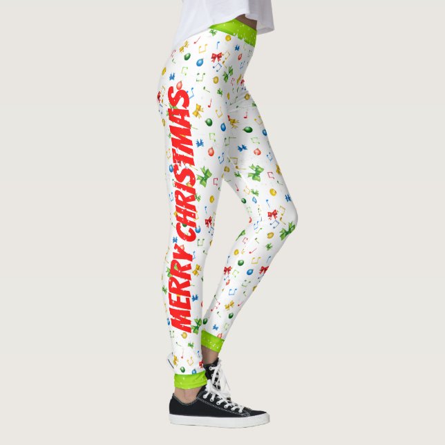 Glad helg Rosett band och Musik noter under julen Leggings (Höger)