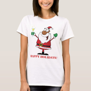 Glad helg rostar från svart Santa T-shirt