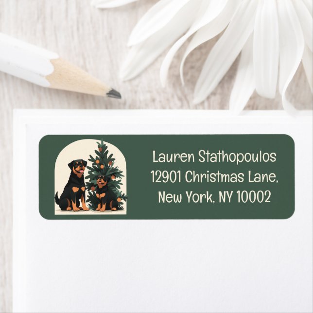 Glad helg Rottweiler Hundar Returadress Etikett (Insitu)