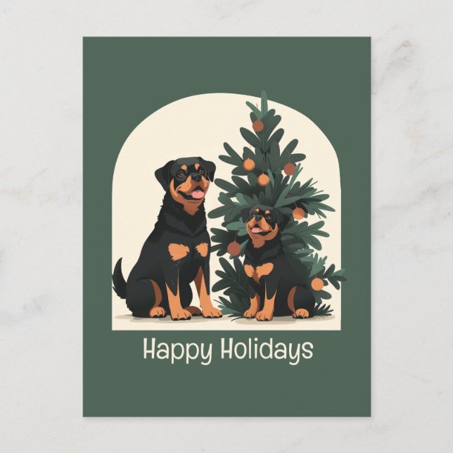 Glad helg Rottweiler Hundar Vykort (Framsida)