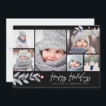 Glad helg Rustic Blommigt, multifotokollage Julkort<br><div class="desc">Det här visuella och festive 6-fotokortet har en fotokollage,  blommigtar och säger "Glad helg" i det moderna penselskriptet. Kommer med ett matchande mönster på baksidan.</div>