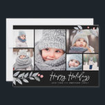 Glad helg Rustic Blommigt, multifotokollage Julkort<br><div class="desc">Det här visuella och festive 6-fotokortet har en fotokollage,  blommigtar och säger "Glad helg" i det moderna penselskriptet. Kommer med ett matchande mönster på baksidan.</div>