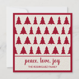 Glad helg Rustic Burgundy Beige Träd Mönster Julkort