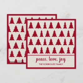 Glad helg Rustic Burgundy Beige Träd Mönster Julkort