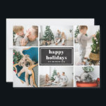 Glad helg Rustic Chalkboard Photo Collage Julkort<br><div class="desc">Glad helg! Skicka helgdag önskemål och hälsning med det här helgdag för rustik och snyggt. Den har återformig typografi med diagonalt rand mönster på faux chalkboard. Anpassa genom att lägga till dina favoritfoton, hälsning, namn och annan information. Texterna är helt redigerbara. Finns som ett platta kort, ett vikt kort och...</div>