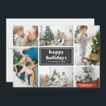 Glad helg Rustic Chalkboard Photo Collage Julkort<br><div class="desc">Glad helg! Skicka helgdag önskemål och hälsning med det här helgdag för rustik och snyggt. Den har återformig typografi med diagonalt rand mönster på faux chalkboard. Anpassa genom att lägga till dina favoritfoton, hälsning, namn och annan information. Texterna är helt redigerbara. Finns som ett platta kort, ett vikt kort och...</div>