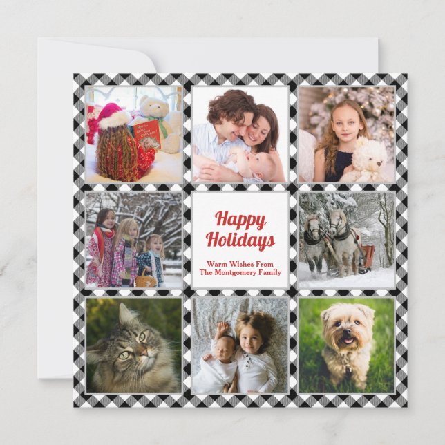 Glad helg Rustic Family Photo Collage Julkort (Framsida)