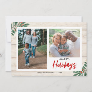 Glad helg Rustic Greenery 2 Foton jul Julkort