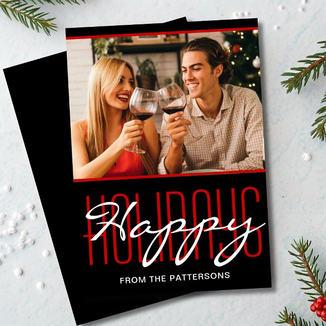 Glad helg Rustic julfotfoto Personlig Julkort (Skapare uppladdad)