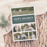 Glad helg Rustic Modern Helgdag Photo Collage Julkort<br><div class="desc">Fira säsongen med det här moderna och snyggt helgdag från Cali Graphics! Den här designen innehåller 5 av dina favoritfoton från i år i en chic-kollage-layout med en djup vattenfärgsrektangel, "GLAD HELG" i rustik typografi och din familj namn i handskrivna skriptbokstäver. Kort som går tillbaka till en vit jul-inslag (Julgran,...</div>