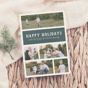Glad helg Rustic Modern Helgdag Photo Collage Julkort