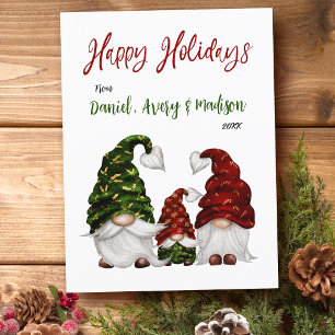 Glad helg Rustic Watercolor Gnome Family Vykort