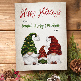 Glad helg Rustic Watercolor Gnome Family Vykort