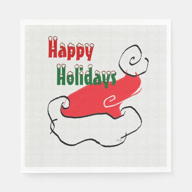 Glad helg Santa Hat Pappersservett (Framsidan)