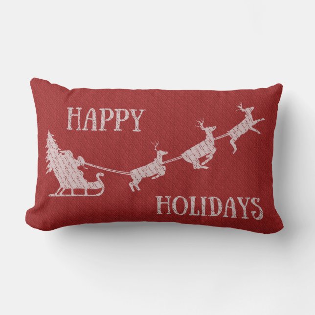 Glad helg Santa in Sleigh Lumbarkudde (Framsida)