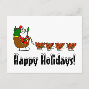 Glad helg Santa och Chickens Vykort