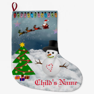 Glad helg - Santa & Snö Man Stor Julstrumpa