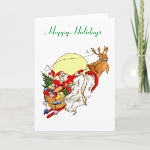 Glad helg Santa's Sleigh julkort