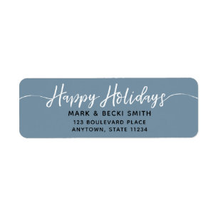 Glad helg Script Blue Adress Returadress Etikett