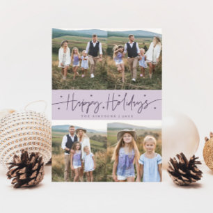 Glad helg Script Lila Multi Photo Julkort