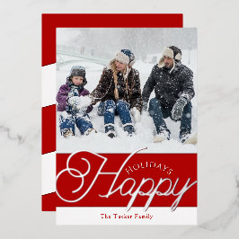 Glad helg Script Red & Silver Photo Jul