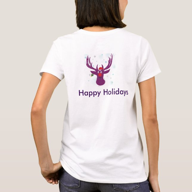 Glad helg Shirt Reindeer Basic T-Shirt, White Tröja (Baksida)