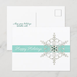 Glad helg Silver Blue Snowflake-vykort Vykort