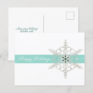 Glad helg Silver Blue Snowflake-vykort Vykort
