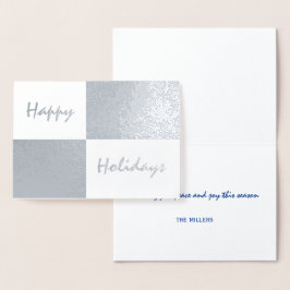 Glad helg Silver Foil and White Rectangles Folierat Kort