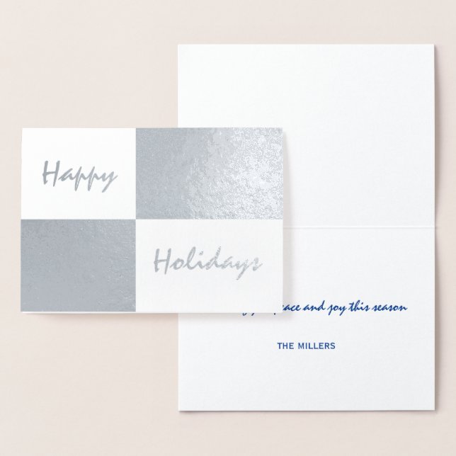 Glad helg Silver Foil and White Rectangles Folierat Kort (Display)