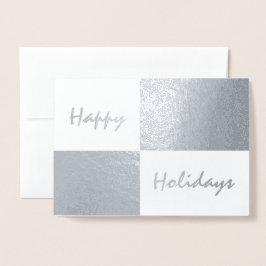 Glad helg Silver Foil and White Rectangles Folierat Kort