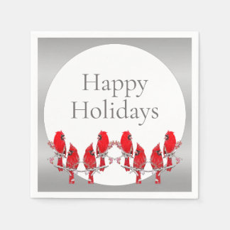 Glad helg Silver Red Cardinal Pappersservett