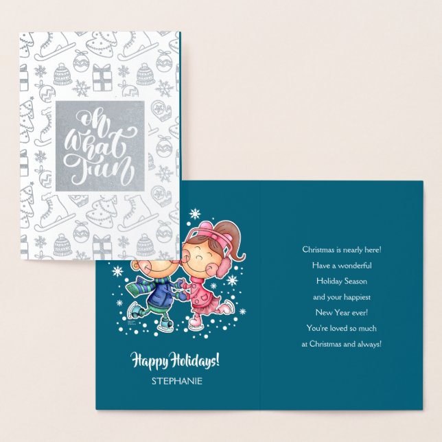 Glad helg. Skalande barn | Anpassat namn - lyx Folierat Kort (Display)