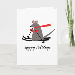 Glad helg Ski Mouse jul Hälsning Kort