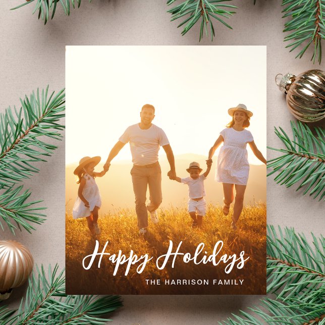 Glad helg-skript, fotoöverlägg, julkort (Share the love and warmth of the holiday season with this personalized photo Christmas card)