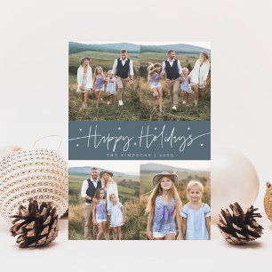 Glad helg-skript Slate Blue Multi Photo Julkort