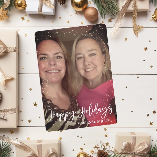 Glad helg-skriptfotomall Snö Ram Julkort (Skapare uppladdad)