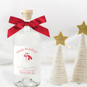 Glad helg Smilande julen i Snögubbe Spritflaskor Etikett