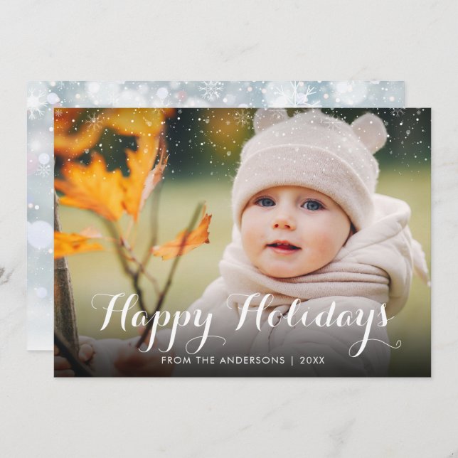 glad helg Snö fotojul Julkort (Fram/baksida)