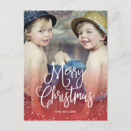 Glad helg Snö julfoto RED Vykort