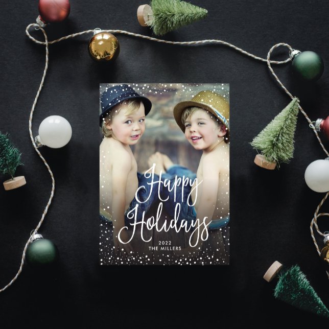 Glad helg Snö Photo Julkort (Skapare uppladdad)