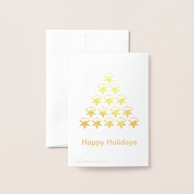 Glad helg snö Stars Träd jul Folierat Kort (Baksida med kuvert)