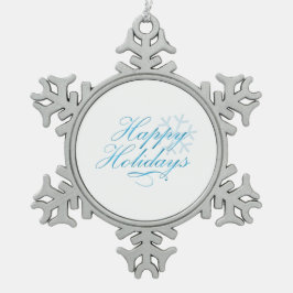 Glad helg snöflinga pewter julgransprydnad