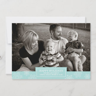 glad helg Snöflingor-kort | Platt | Blå Julkort