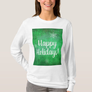 Glad helg Snöflingor om Grönt T Shirt